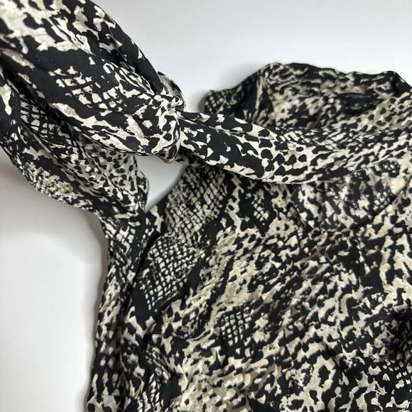 Y2K Python Print Blouse Ann Taylor Sleeveless Top Tie Front Size 6 Career Work - Picture 6 of 10